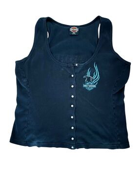 Harley-Davidson Women’s Black Tank Top with Teal Accent XL